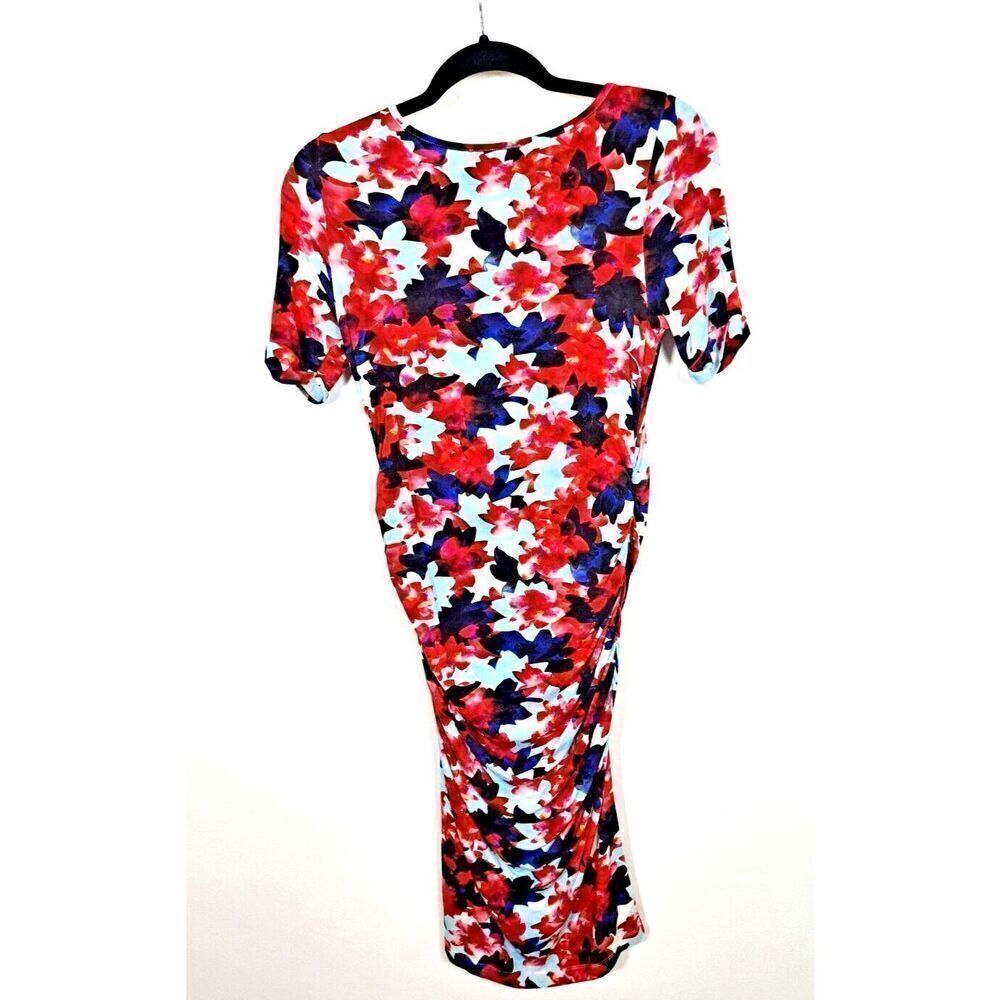 Isabella Oliver A‎ PEA IN THE Maternity Dress Size 1 Small Pink Floral Rouched